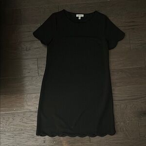 Black Scalloped Hem Dress